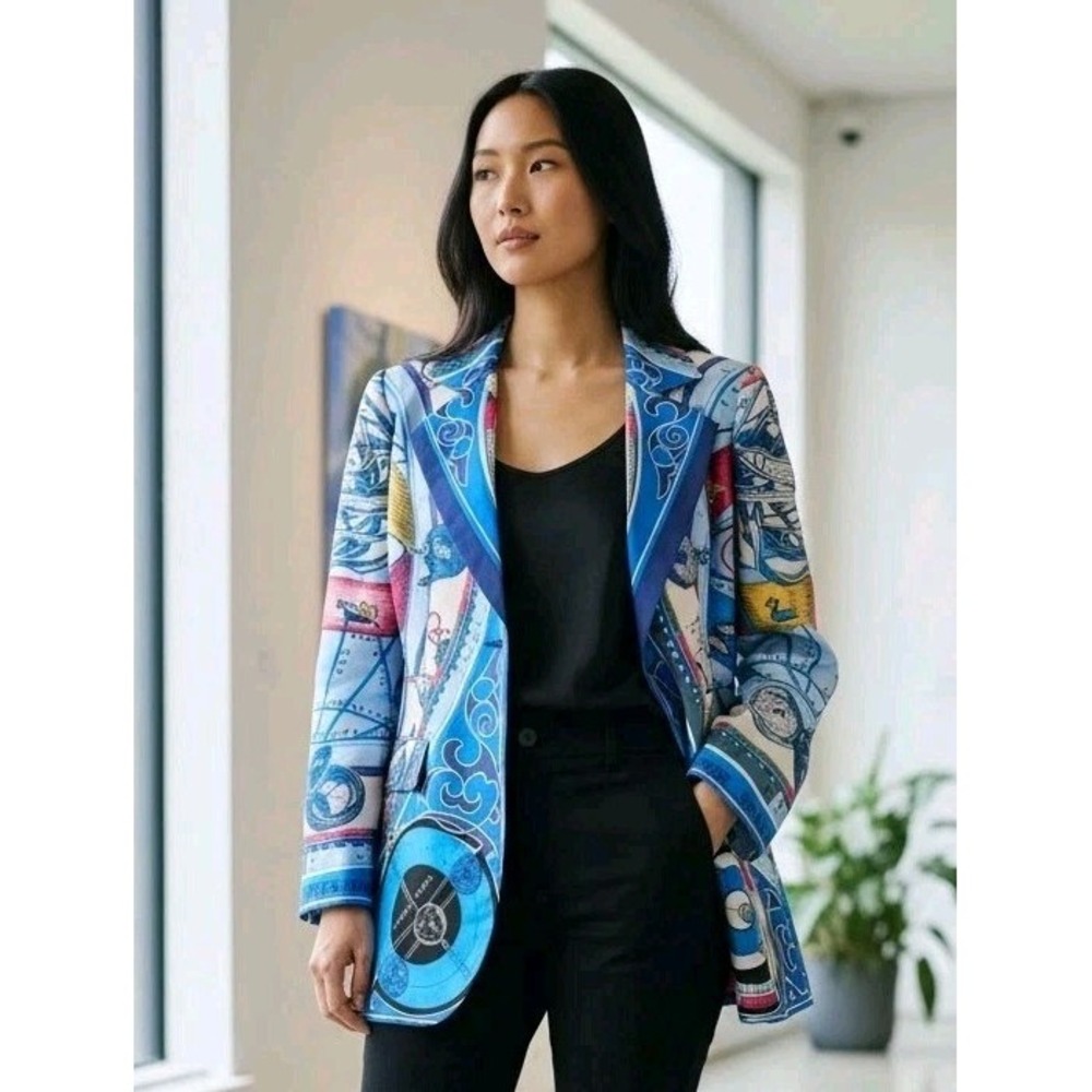 ETRO $2420 Colorful Multi-Print Silk Blazer Luxury Italian 42/6 Rare Artsy NWT